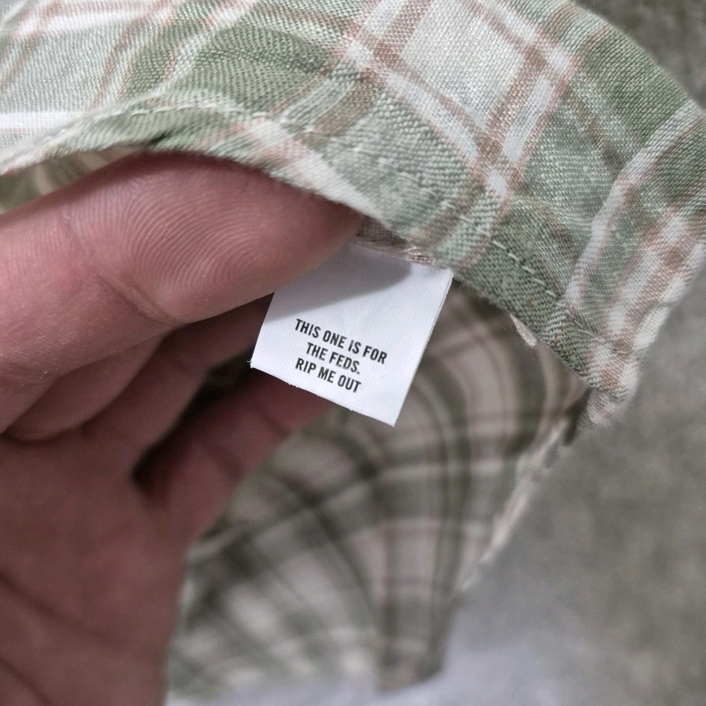 Taylor Stitch Linen Shirt Mens 40 Medium Green Plaid Button Down Coastal Beach - Picture 6 of 12